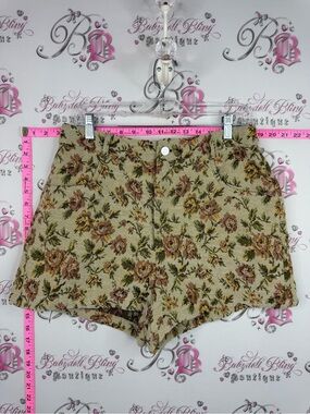 SHEIN shorts floral Beige Floral High-Waist Woven Shorts